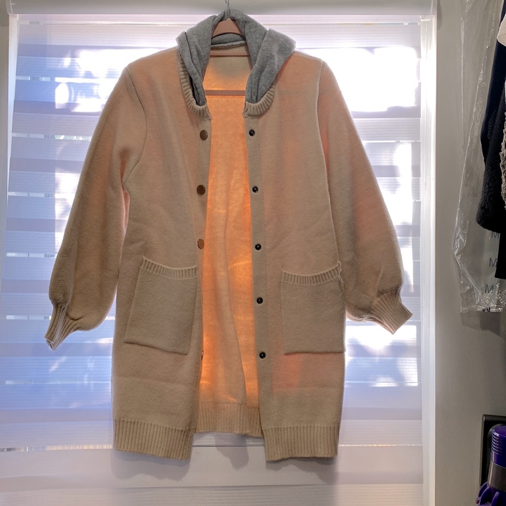 Hooded long cardigan